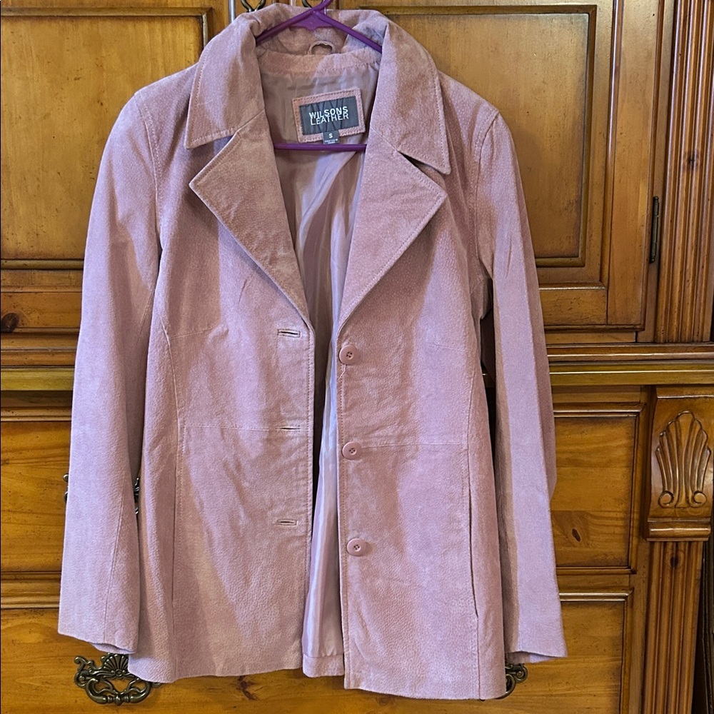 Wilsons Leather 90’s Women's Dusty Pink Suede vintage Coat size small